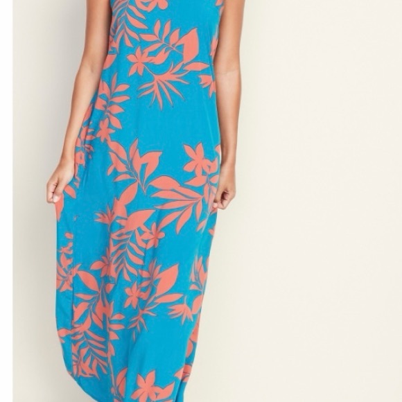 Old Navy Dresses & Skirts - Blue and Orange Floral Maxi Shift Dress